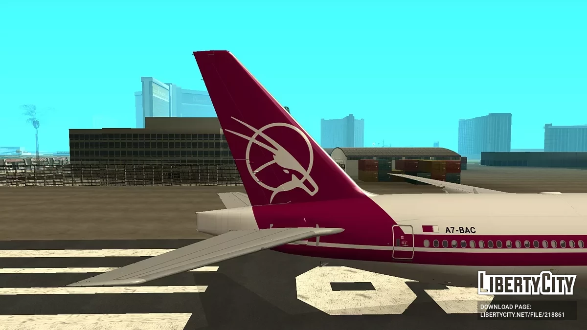 Qatar Airways Boeing 777-3DZER A7-BAC Retro Livery (remastered version) / GTA San Andreas