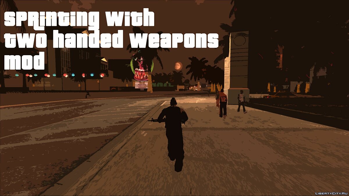 Скачать Sprinting With Two Handed Weapons для GTA San Andreas