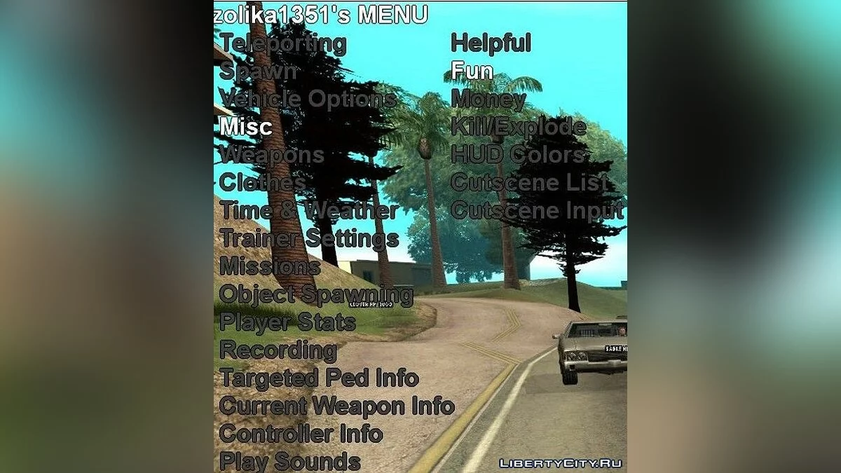 Zolika1351's Native Trainer/Mod Menu / GTA San Andreas