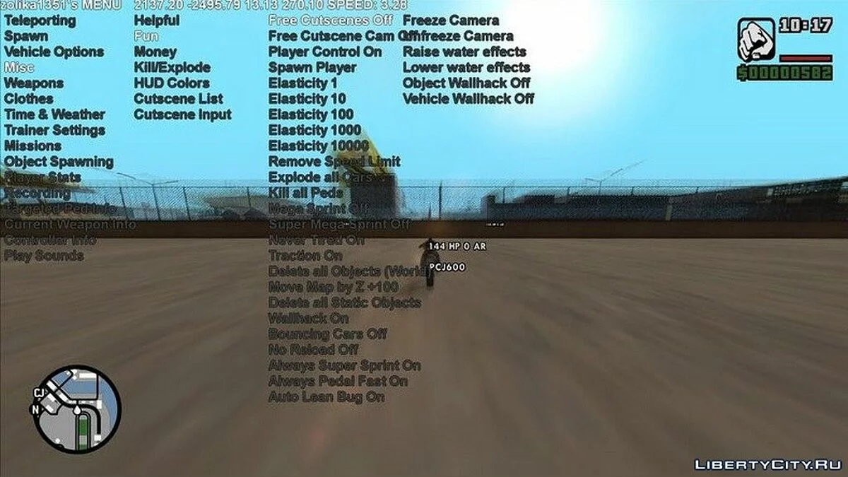 Zolika1351's Native Trainer/Mod Menu / GTA San Andreas