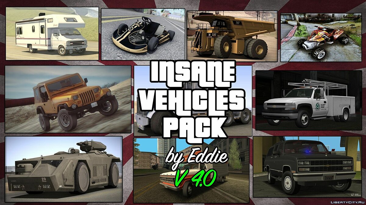 Скачать Insane Vehicles Pack by Eddie v4.0 (обновление от 10.01.2021) для GTA  San Andreas