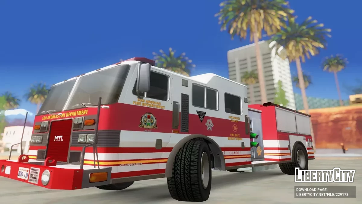 MTL Fire Truck из GTA 5 / Online [Vehfuncs] / GTA San Andreas