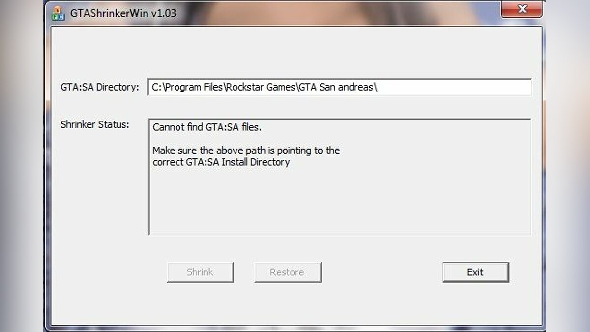 Скачать GTAShrinkerWin v1.03 для GTA San Andreas
