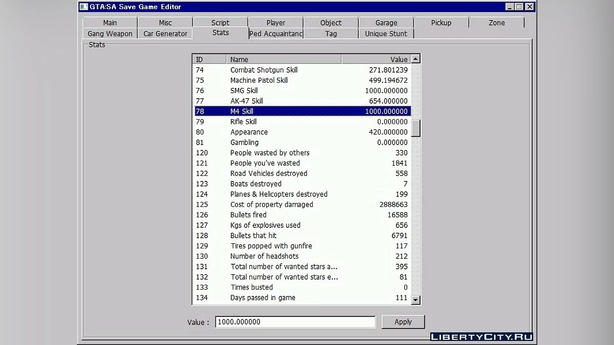 GTA:SA Save Game Editor / GTA San Andreas