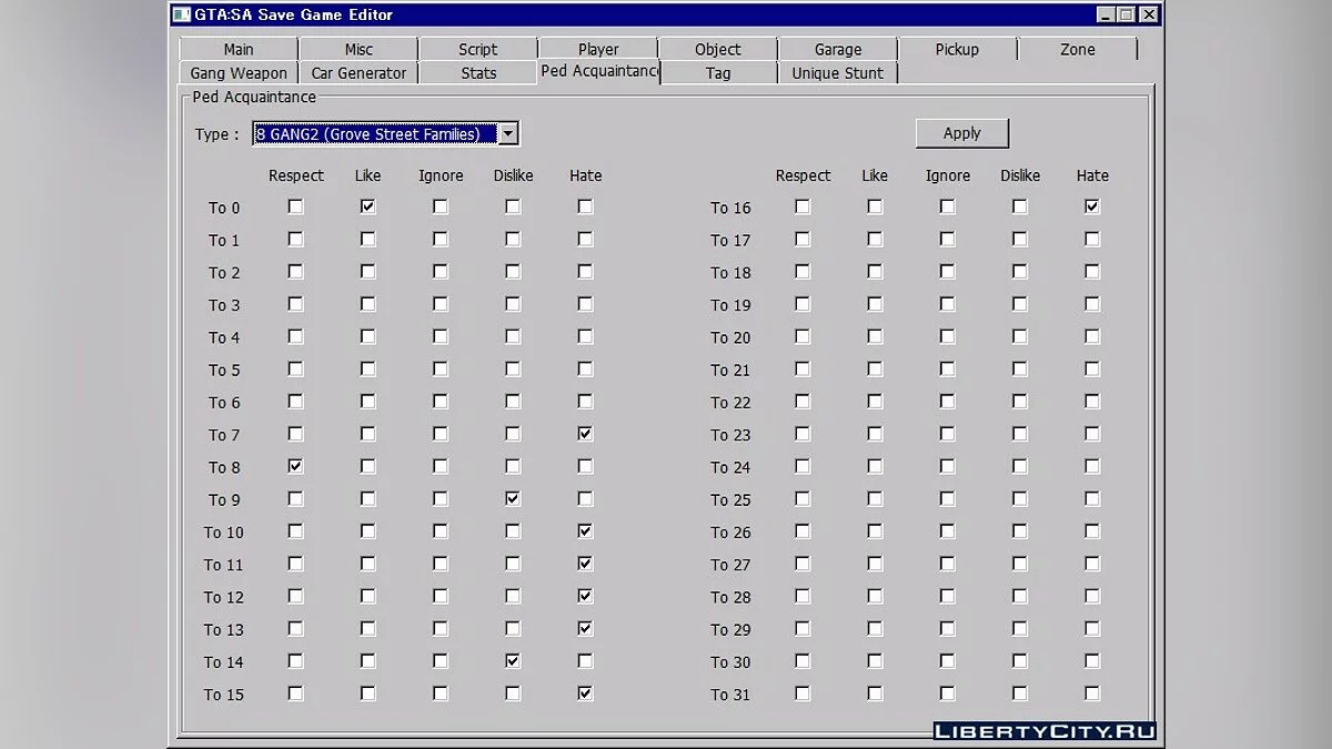 GTA:SA Save Game Editor / GTA San Andreas