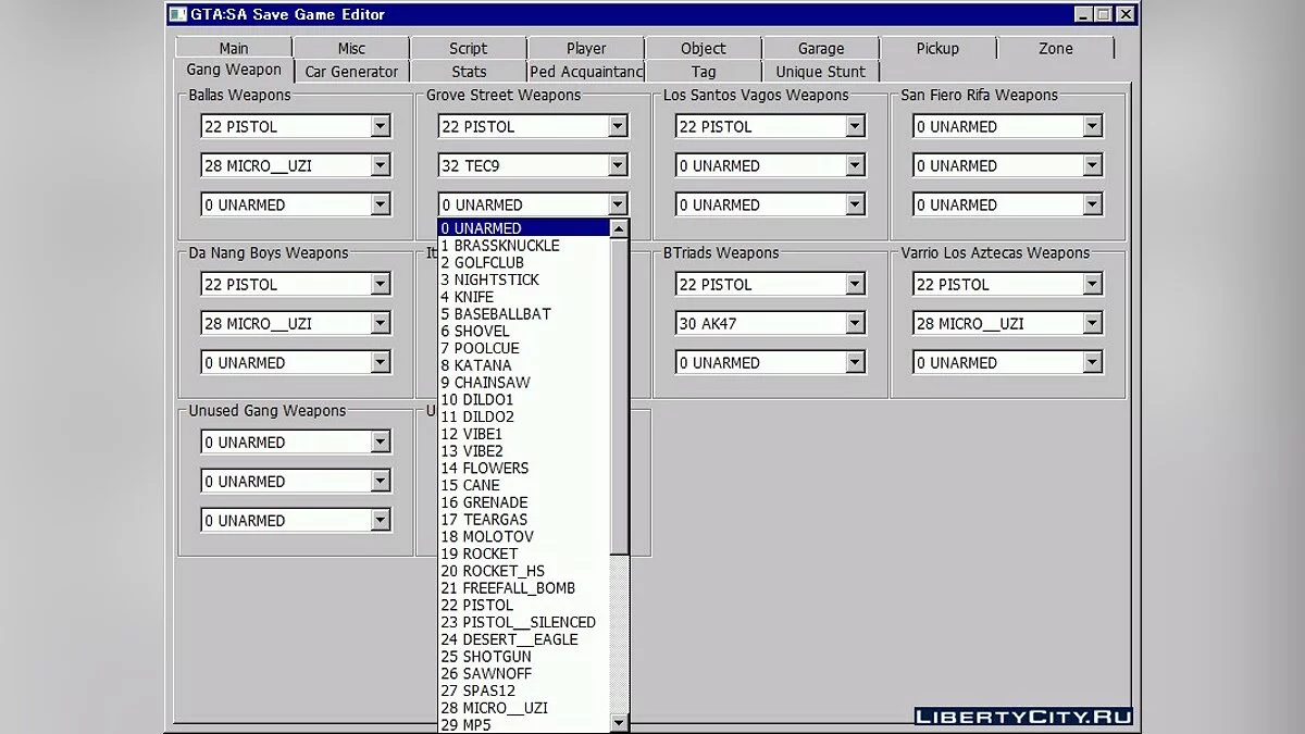 GTA:SA Save Game Editor / GTA San Andreas