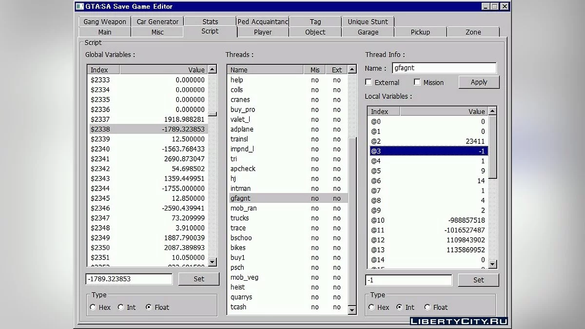 GTA:SA Save Game Editor / GTA San Andreas