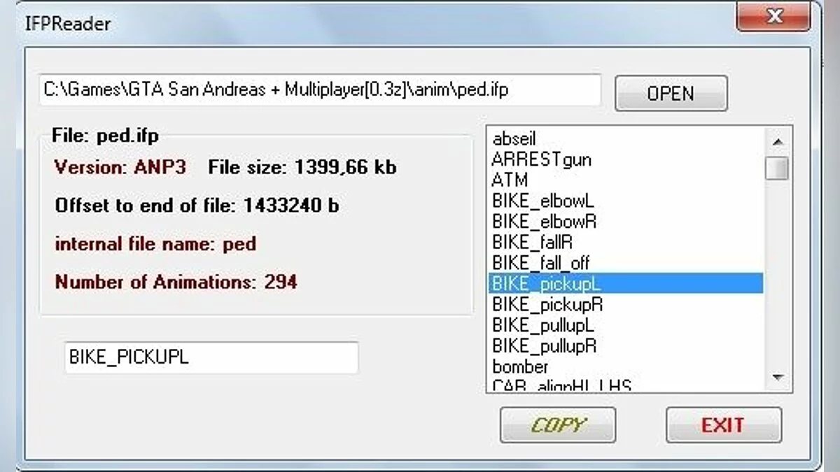 ANP3 or ANPK IFPReader / GTA San Andreas