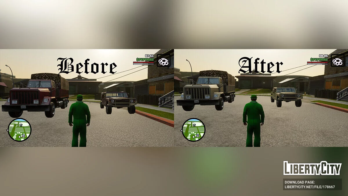 Исправление цветов транспорта / GTA San Andreas: The Definitive Edition
