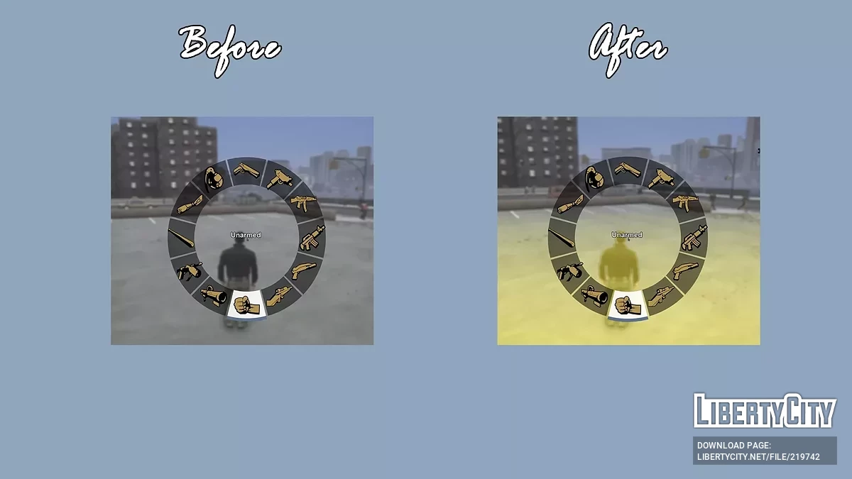 Восстановленные цвета оружейного колеса / GTA San Andreas: The Definitive Edition