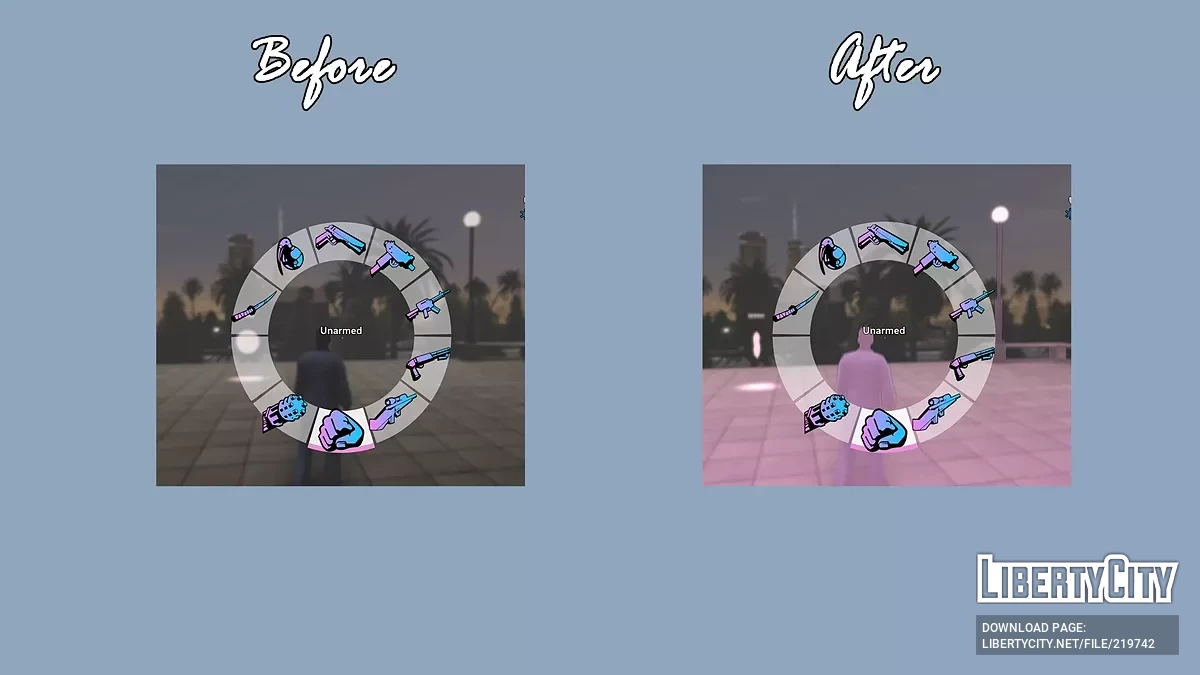 Восстановленные цвета оружейного колеса / GTA San Andreas: The Definitive Edition