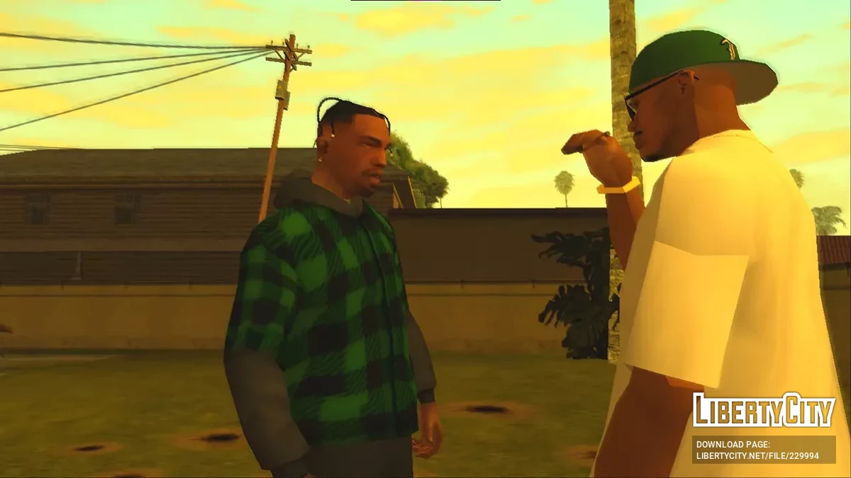 Зеленая фланелевая рубашка с капюшоном для CJ / GTA San Andreas