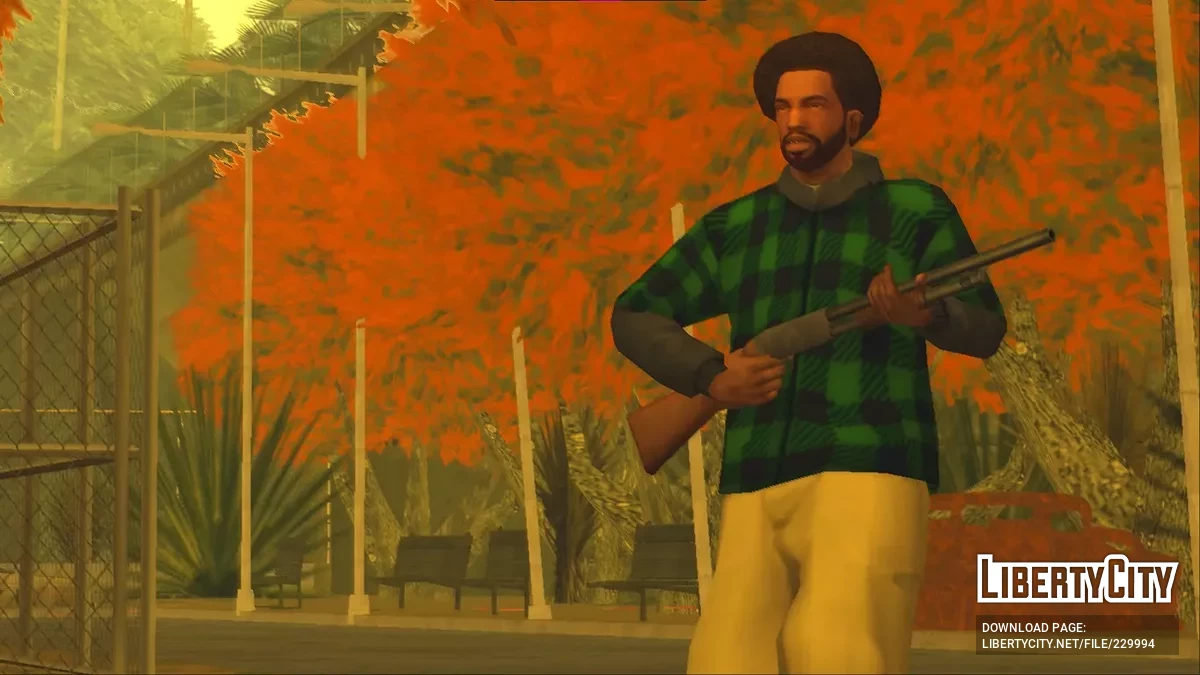 Зеленая фланелевая рубашка с капюшоном для CJ / GTA San Andreas
