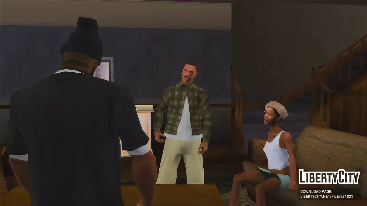 Полуразастёгнутая фланелевая рубашка с под футболкой / GTA San Andreas