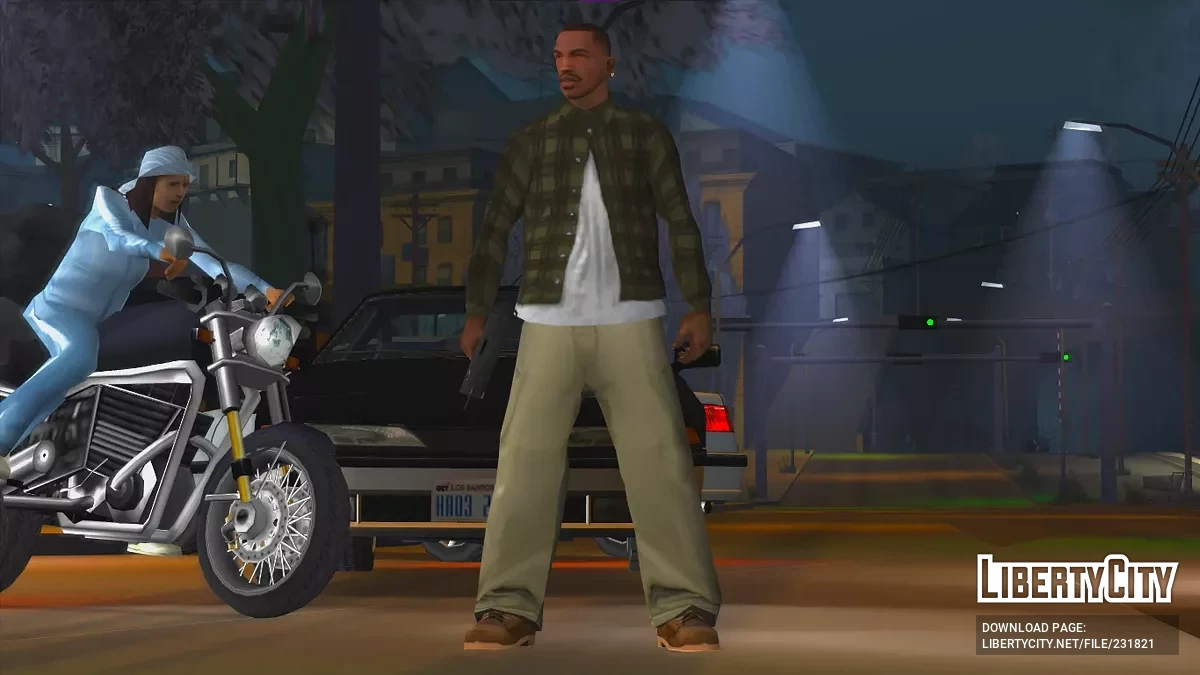 Полуразастёгнутая фланелевая рубашка с под футболкой / GTA San Andreas