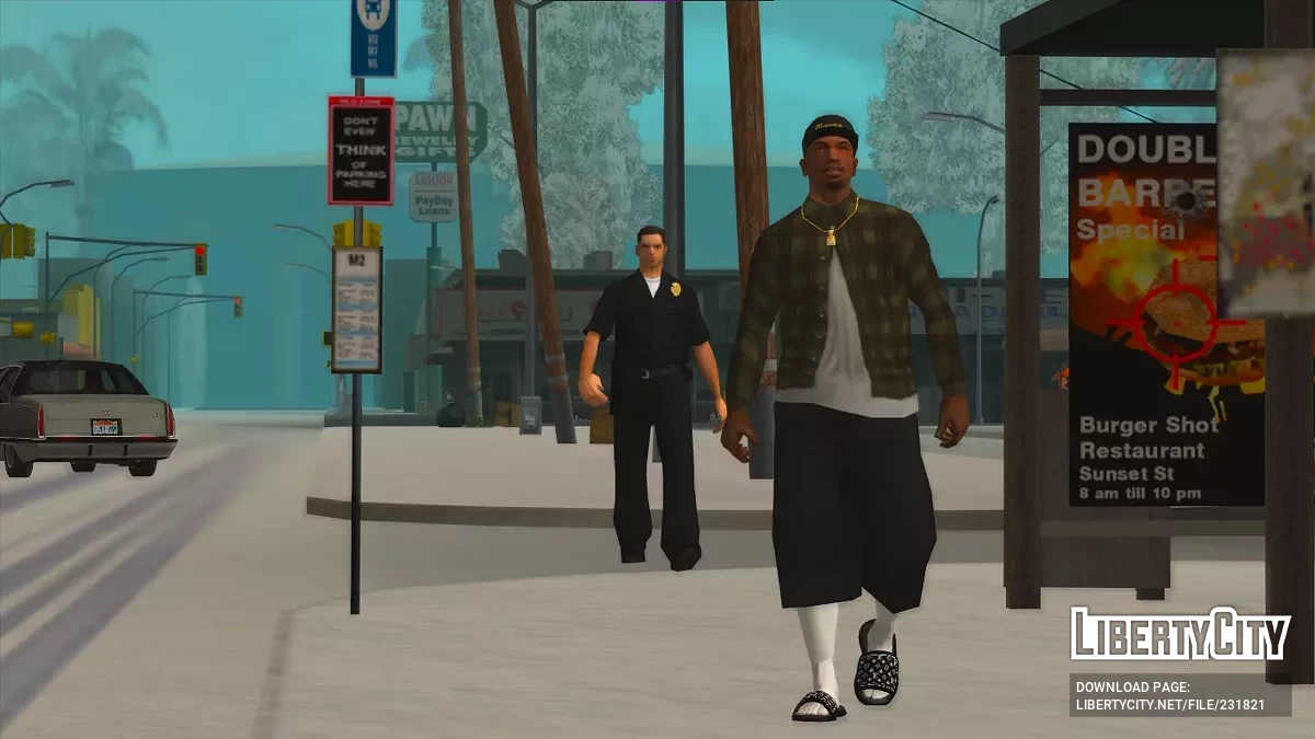 Полуразастёгнутая фланелевая рубашка с под футболкой / GTA San Andreas