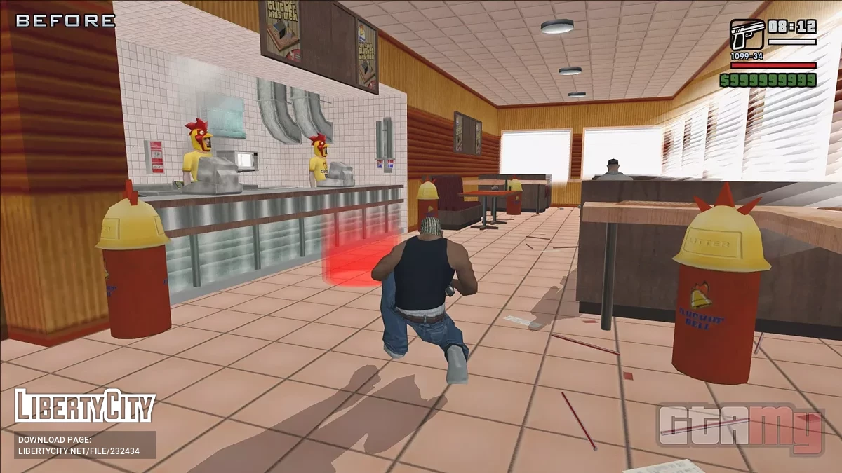 Зеркальный пол в Cluckin' Bell / GTA San Andreas