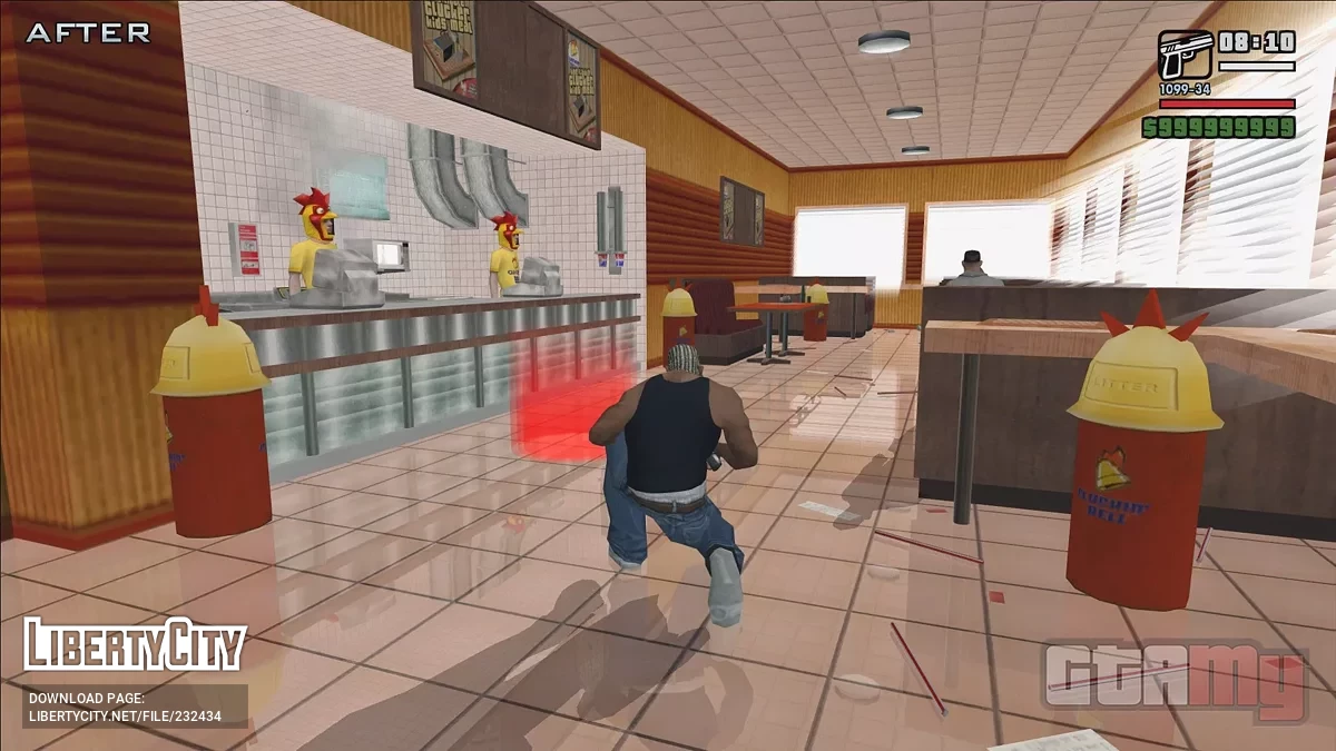 Зеркальный пол в Cluckin' Bell / GTA San Andreas