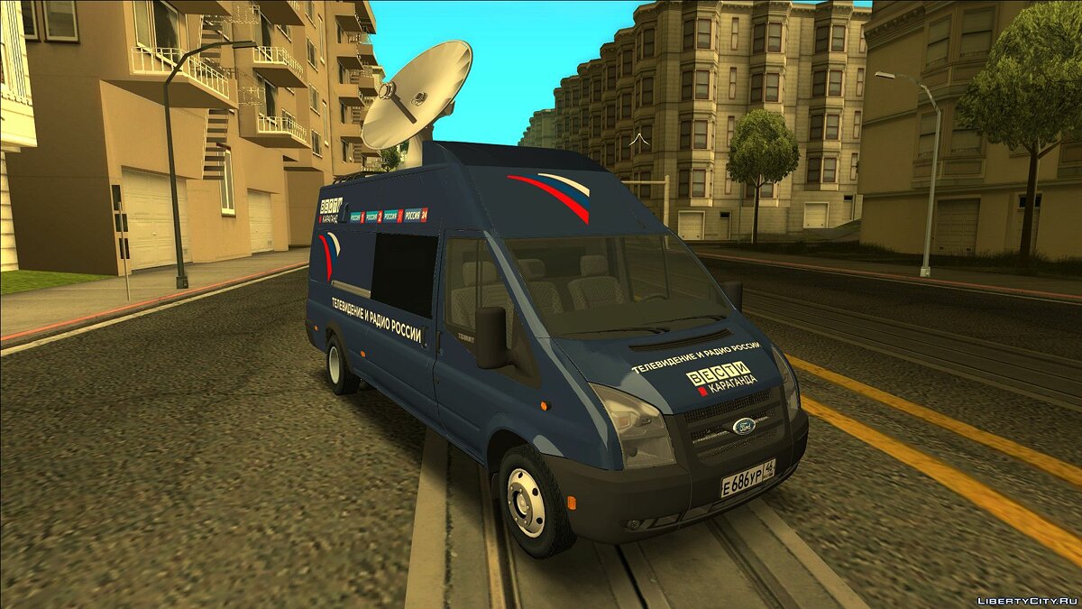 Скачать Ford Transit в цветографике «ВЕСТИ» для GTA San Andreas