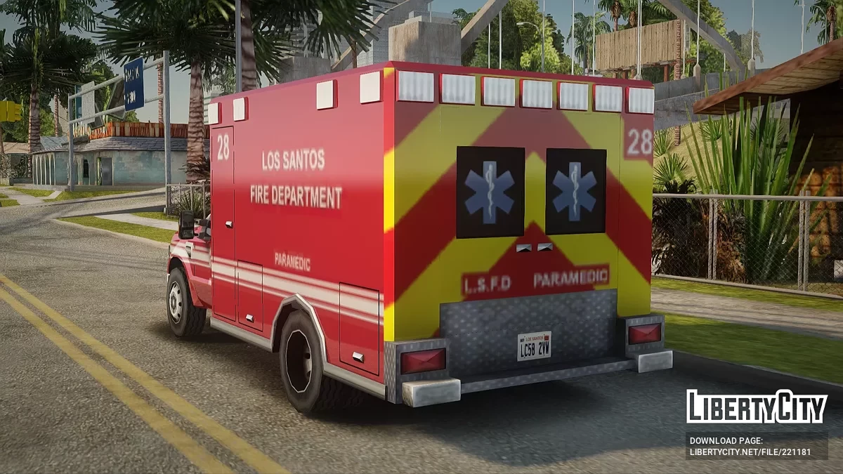 Ford F-250 Ambulance LAFD Low Poly / GTA San Andreas