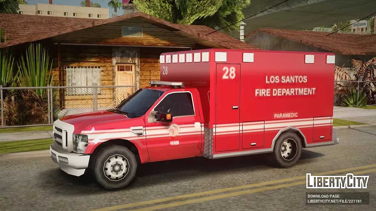 Ford F-250 Ambulance LAFD Low Poly / GTA San Andreas