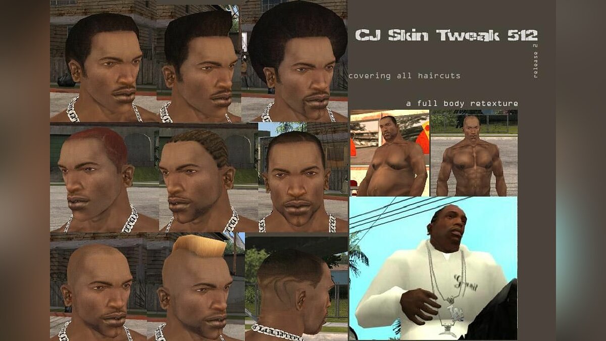 CJ Skin Tweak 512 v2.0 - Ретекстур CJ для GTA San Andreas - Картинка #1