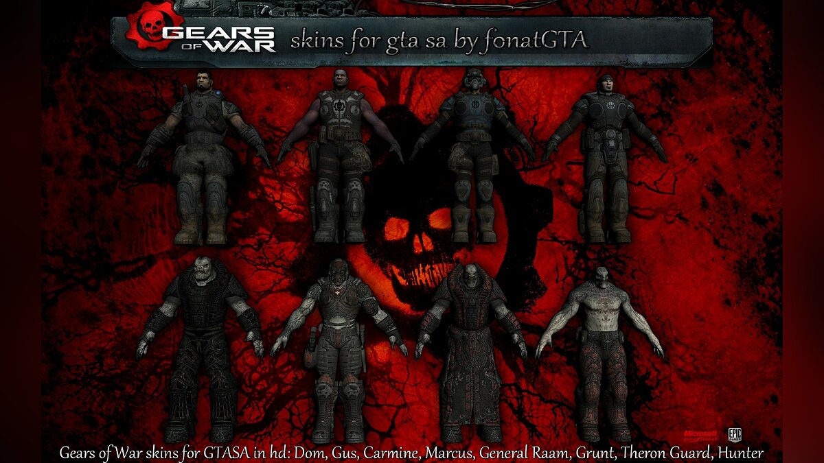 Скачать Gears Of War Skins для GTA San Andreas