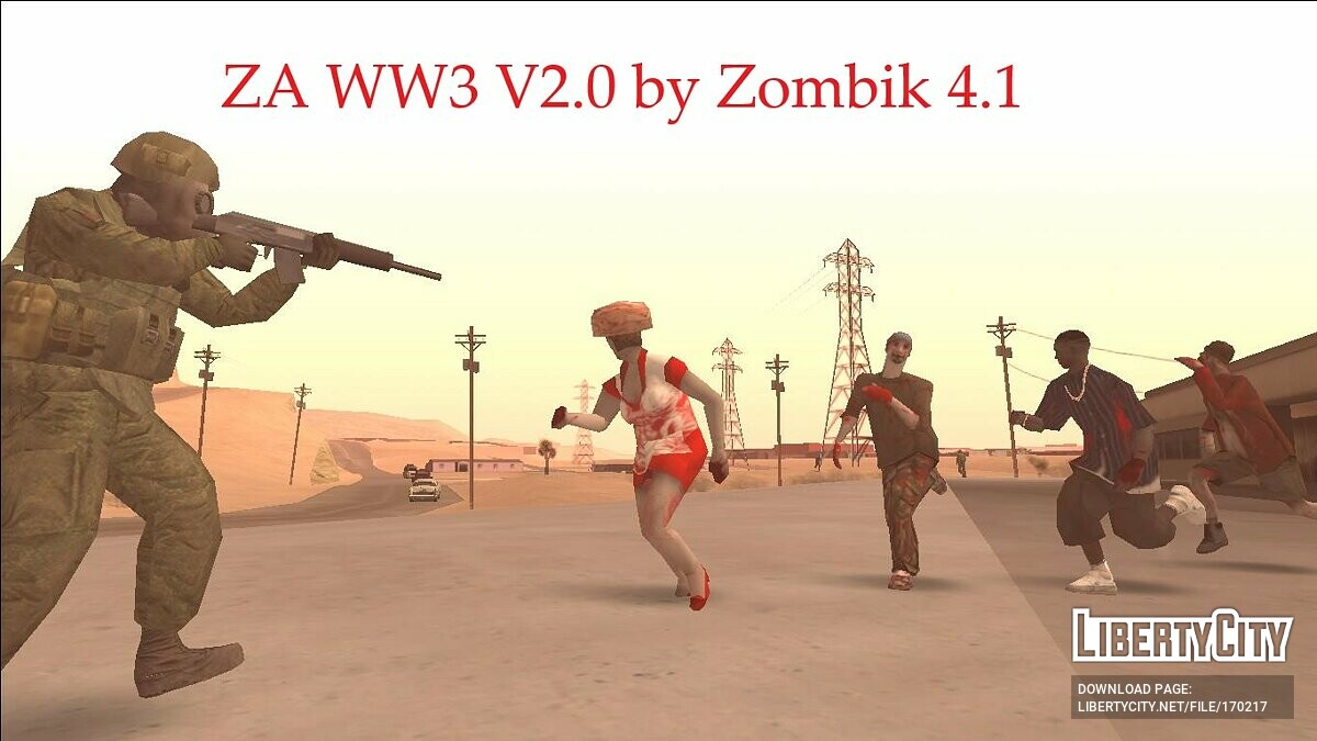 Скачать Zombie Andreas 4.1 WW3 V2.0 для GTA San Andreas