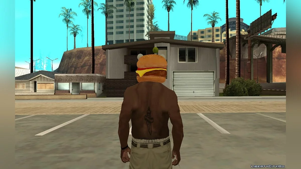 Маска бургера из игры Фортнайт / GTA San Andreas