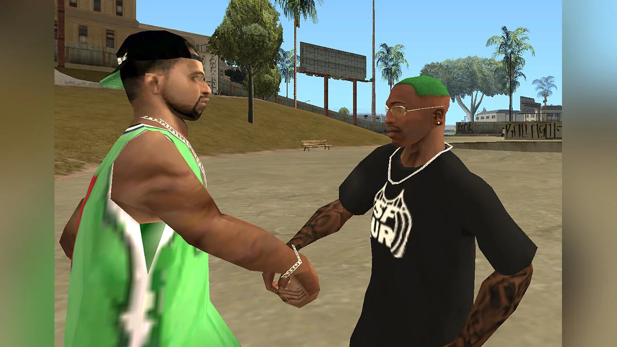 Высокий фейд зелёного цвета - Новая стрижка / GTA San Andreas