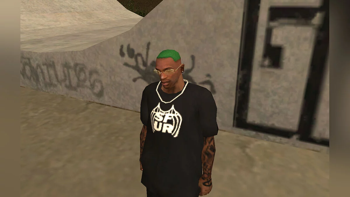 Высокий фейд зелёного цвета - Новая стрижка / GTA San Andreas