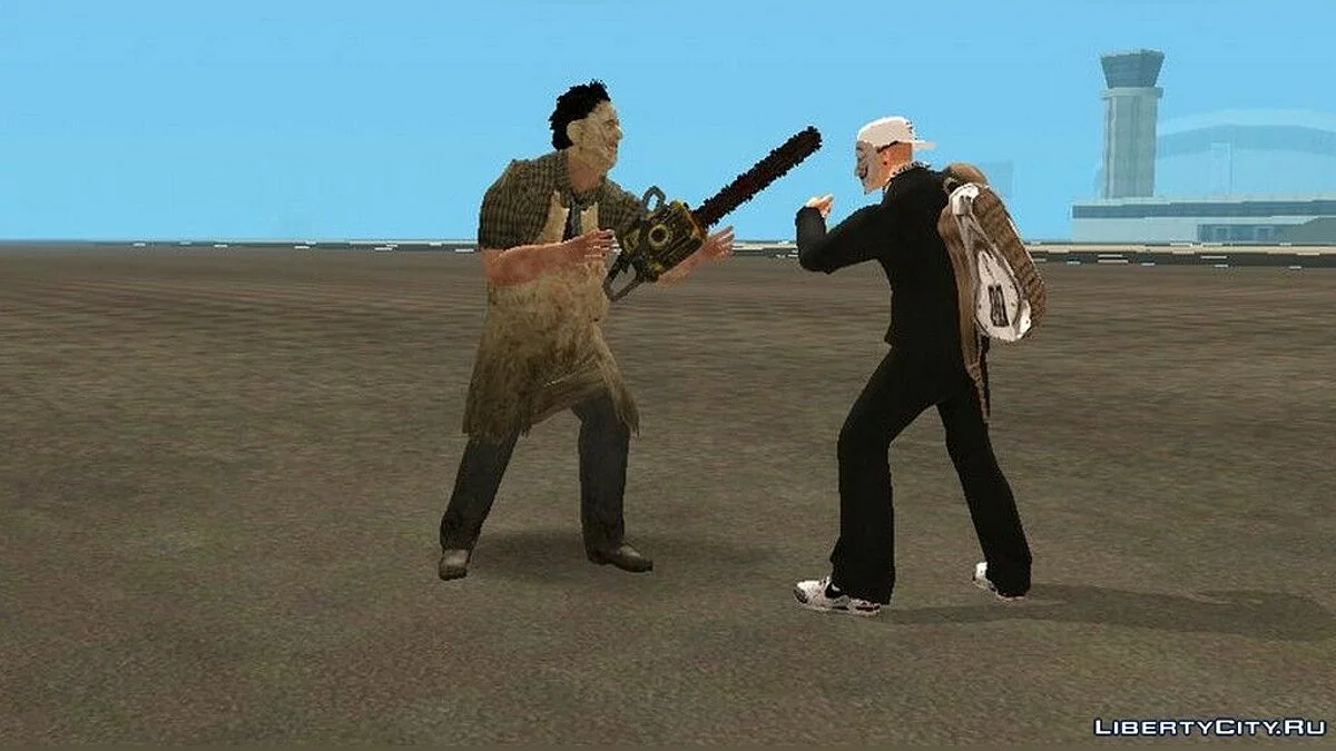 Маньяк Кожаное лицо из фильма \"Техасская резня бензопилой\" / GTA San Andreas (iOS, Android)