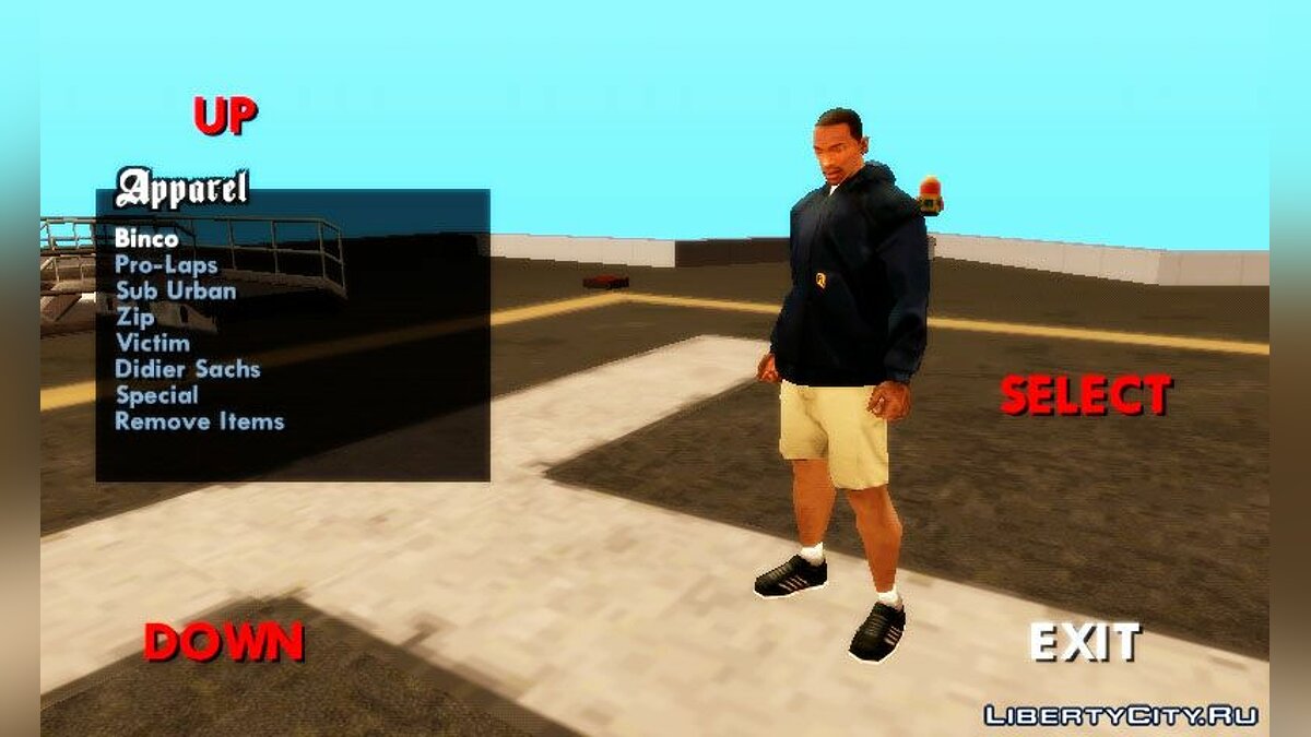 Одежда для GTA San Andreas с автоматической установкой