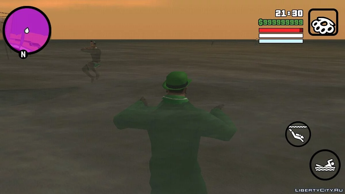 На пляжах люди плавают в воде / GTA San Andreas (iOS, Android)