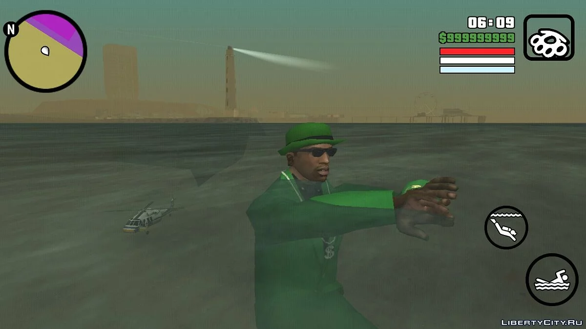 Рабочий прожектор на маяке и пирамиде  / GTA San Andreas (iOS, Android)