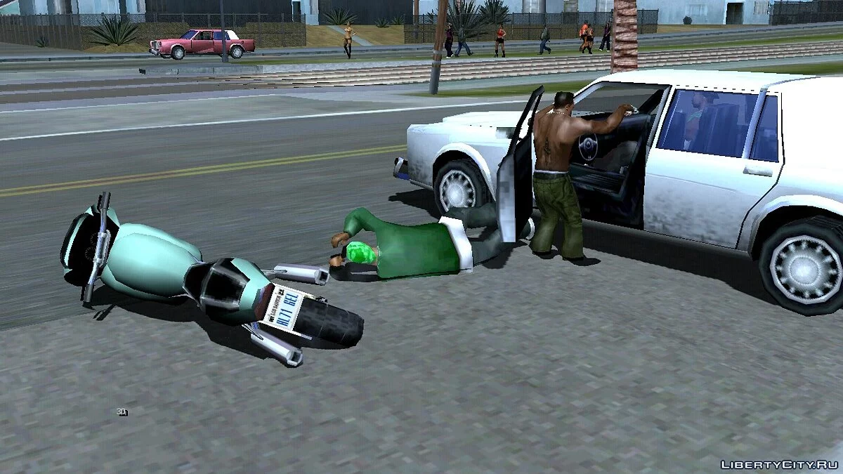 Угон машины во время движения (Прыжок с байка) / GTA San Andreas (iOS, Android)