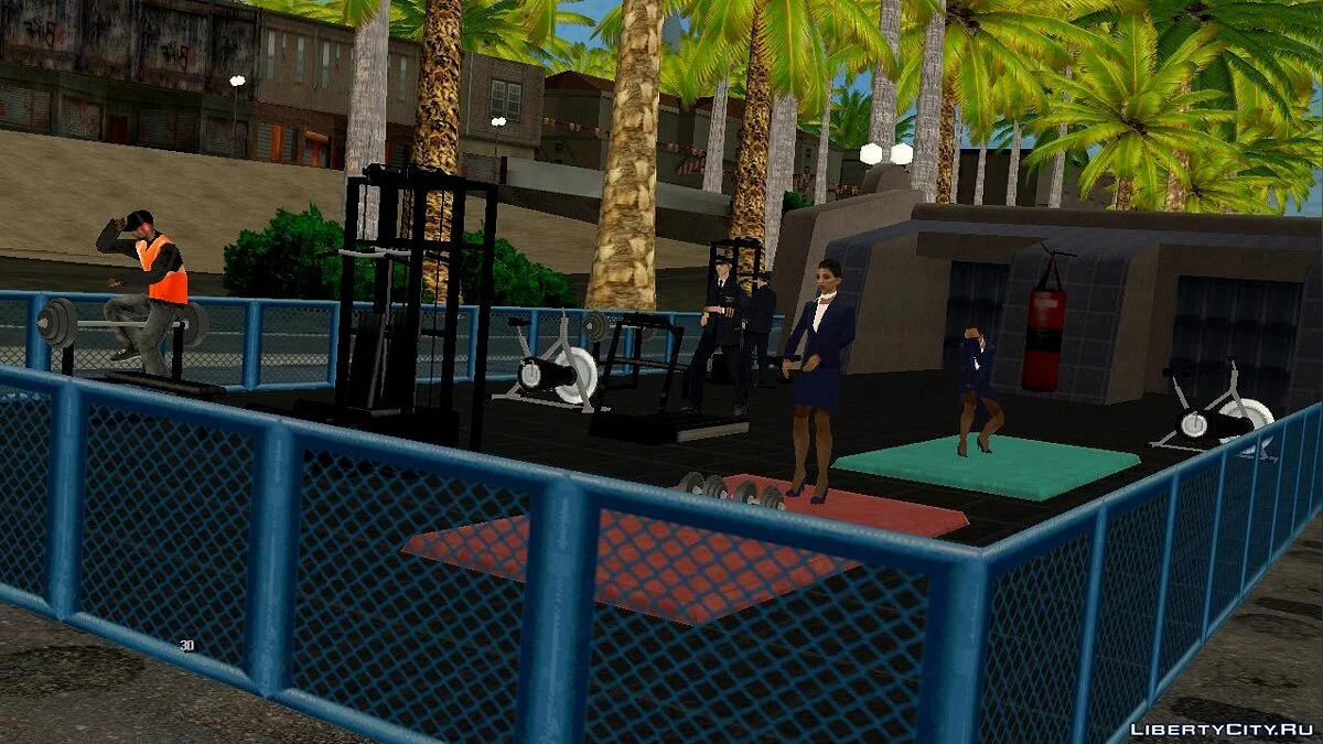 Оживленный пляжный спортзал в стиле GTA 5 / GTA San Andreas (iOS, Android)