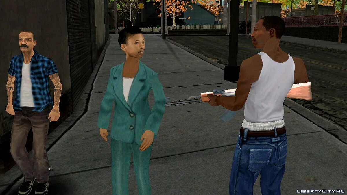 Прохожие реагируют на оружие в руках / GTA San Andreas (iOS, Android)