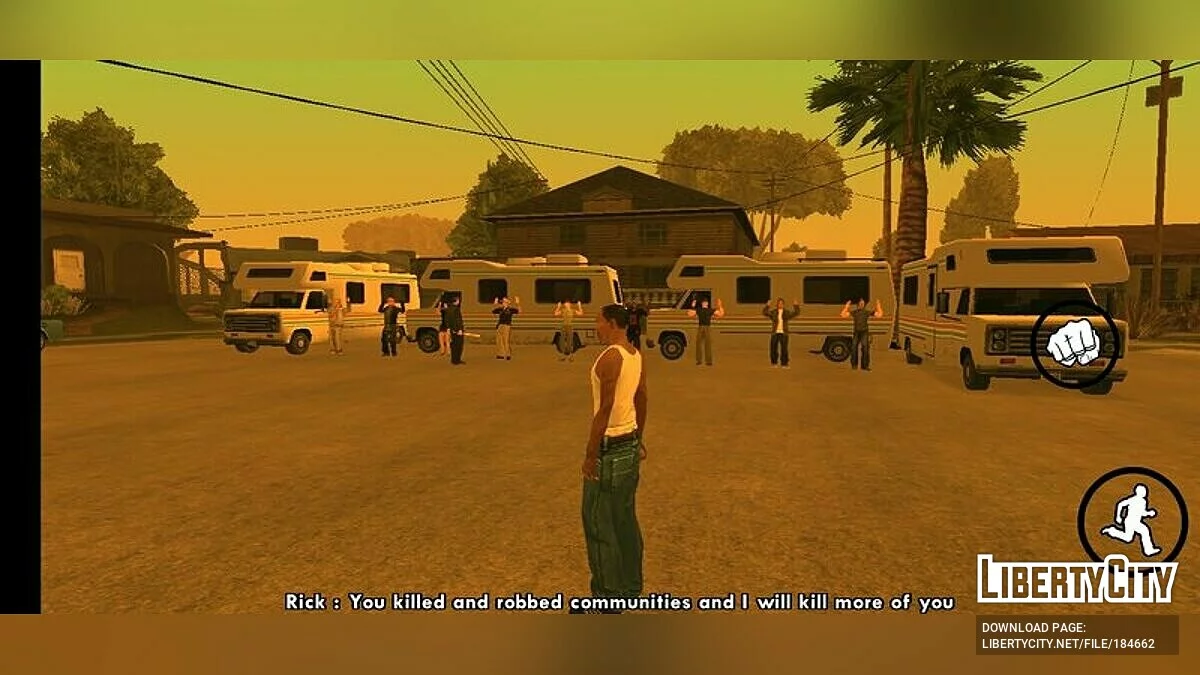 Сцена из «Ходячих мертвецов» / GTA San Andreas (iOS, Android)