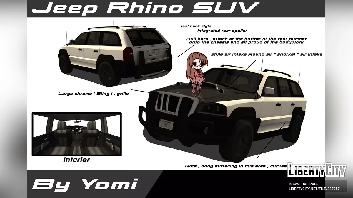 Jeep Rhino SUV (LQ, VehFuncs) / GTA San Andreas