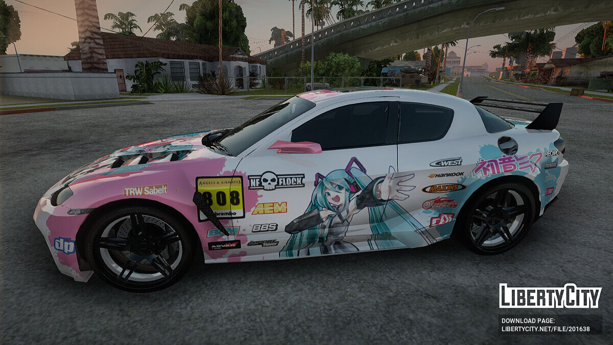 Скачать Mazda RX-8 Reventon Itasha Vocaloid Miku для GTA San Andreas