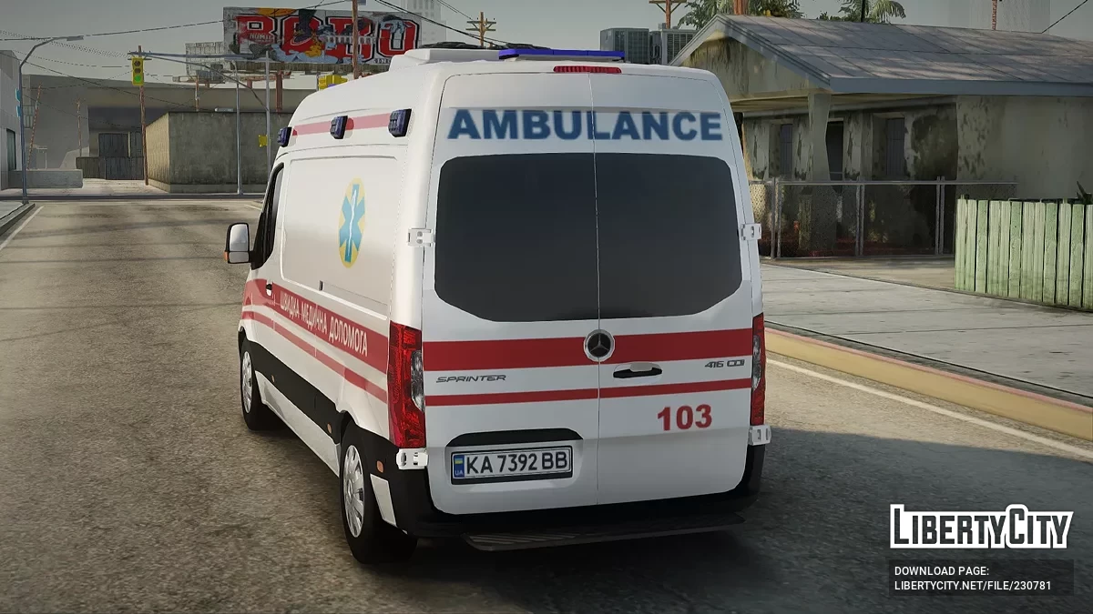 Mercedes-Benz Sprinter 416 CDI Скорая Помощь Украины / GTA San Andreas