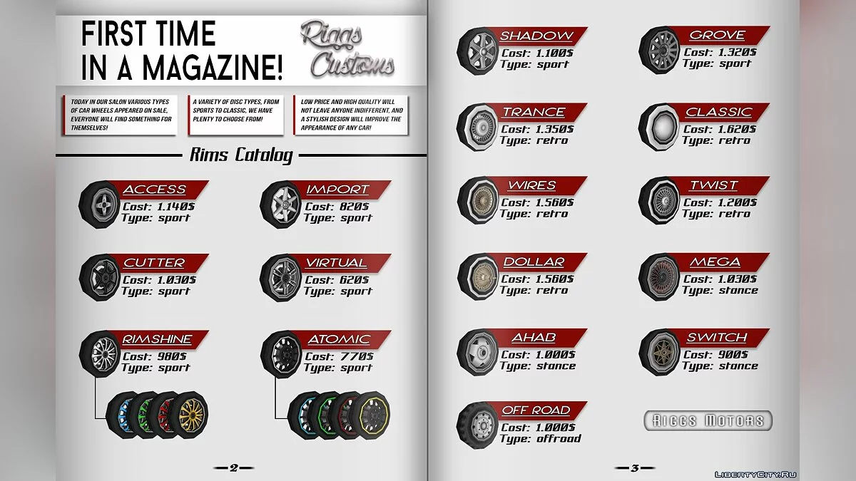 Wheels Pack by r1ggs / GTA San Andreas