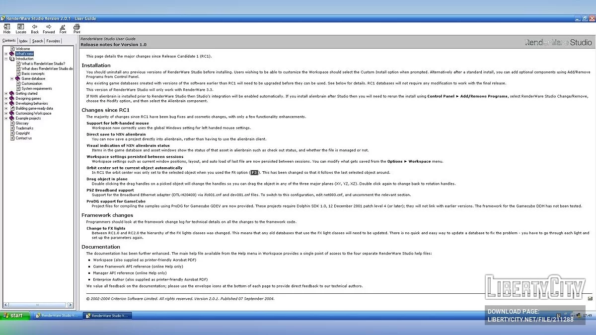 RenderWare Studio 2.0.1 / GTA San Andreas