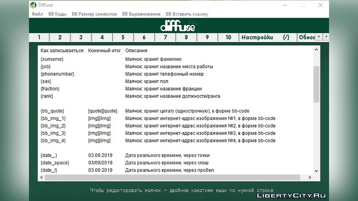 Diffuse - Внеигровой биндер для отчётов (SAMP) / GTA San Andreas