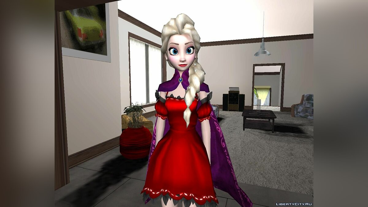 Скачать Elsa [Red Dress Mod] From Frozen Free Fall для GTA San Andreas