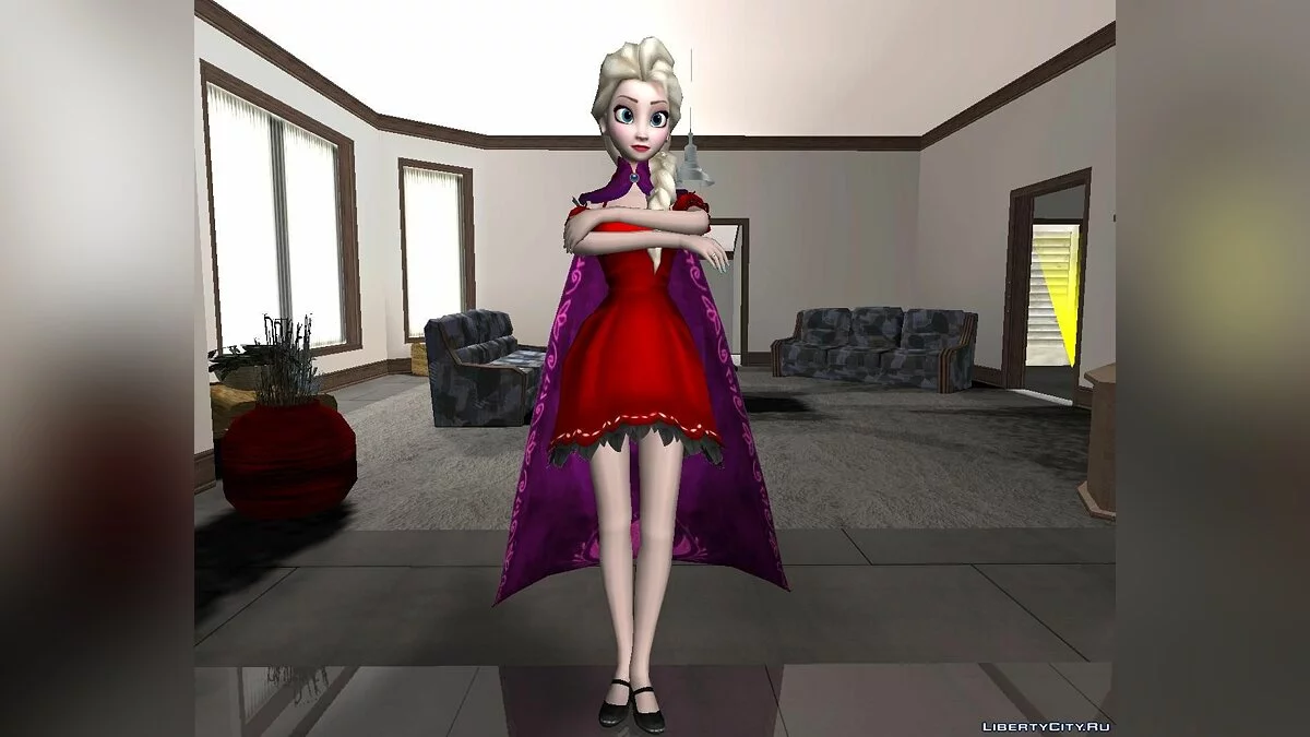 Elsa [Red Dress Mod] From Frozen Free Fall / GTA San Andreas