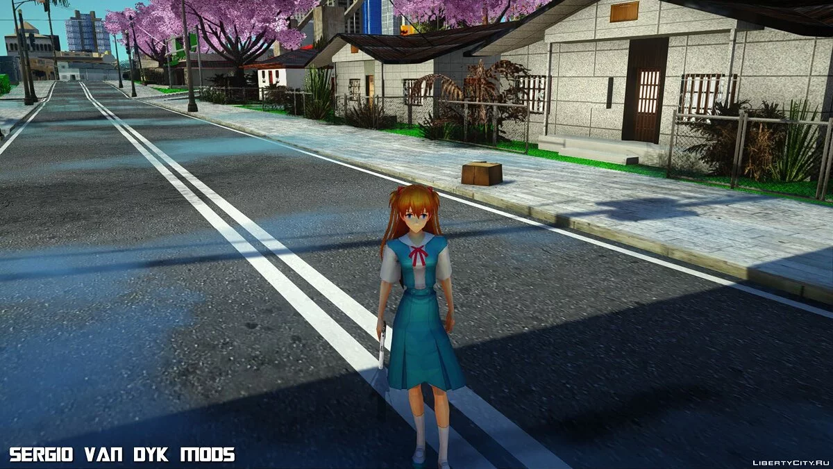 Асука Лэнгли (в школьной форме) из Neo Genesis Evangelion / GTA San Andreas