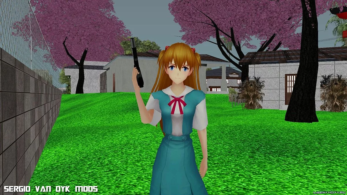 Асука Лэнгли (в школьной форме) из Neo Genesis Evangelion / GTA San Andreas