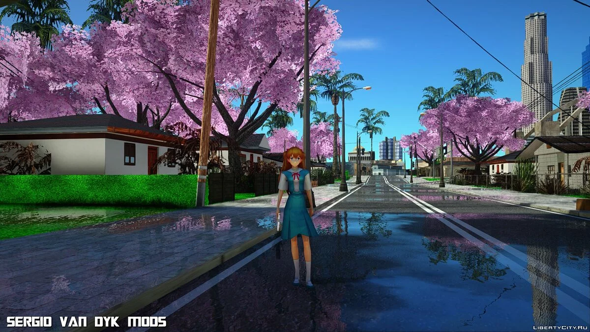 Асука Лэнгли (в школьной форме) из Neo Genesis Evangelion / GTA San Andreas